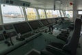 Control room of cargo ship on the top bridge for navigation at sea. This cargo ship`s control room Royalty Free Stock Photo