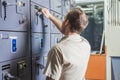 Control Room Engineer. Power plant control panel Royalty Free Stock Photo