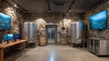 Winery Control Room Showcases Advanced Technology and Stainless Tanks for Wine Production Royalty Free Stock Photo