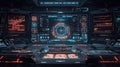 Control room interface displaying futuristic data and digital information Royalty Free Stock Photo