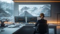 Control Room Operator Monitoring Thermal Data in Sustainable Geothermal Energy Facility
