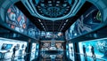 Control room with screens and monitors, technology and data center Generative AI Royalty Free Stock Photo