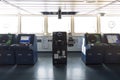 The control room of ship`s bridge. Gear, steering propeller, communication at sea