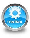 Control (settings icon) glossy cyan blue round button Royalty Free Stock Photo