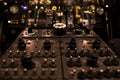 Control switches in airplane cockpit closeup Royalty Free Stock Photo
