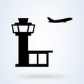 Control tower and terminal building airport, Simple vector modern icon design illustration