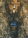 Control valves on the pipeline. Water supply system Royalty Free Stock Photo