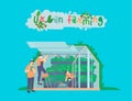 Controlled-environment smart agriculture. Urban farming. Editable vector illustration.