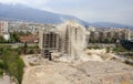 Controlled explosion with blasts of a big building