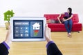 Controller app of smart house on tablet Royalty Free Stock Photo
