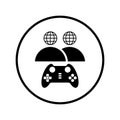 Controller, gaming, online, players icon. Black vector graphics