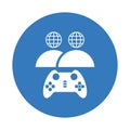 Controller, gaming, online, players icon. Blue color design