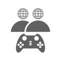 Controller, gaming, online, players icon. gray vector graphics