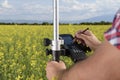Controller Geodesy Survey Rapeseed Royalty Free Stock Photo