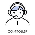 Controller isolated icon, operator in headset, call center