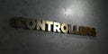 Controllers - Gold text on black background - 3D rendered royalty free stock picture