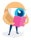 Controlling alert eye reading a book Royalty Free Stock Photo