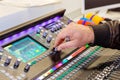 Controlling audio live streaming broadcast using a DJ switch controller mixer Royalty Free Stock Photo