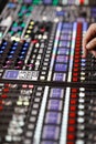 Controls of professional sound mixer console Royalty Free Stock Photo