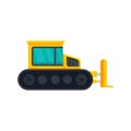 Contruction bulldozer icon flat isolated vector