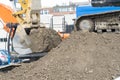 Contruction equipment on new building work site Royalty Free Stock Photo