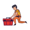 Contruction worker with tools avatar faceless blue lines Royalty Free Stock Photo
