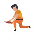 Contruction worker with tools avatar faceless Royalty Free Stock Photo