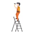 Contruction worker with tools avatar faceless Royalty Free Stock Photo