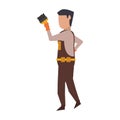Contruction worker with tools avatar faceless Royalty Free Stock Photo