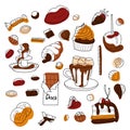 contur and flat drawings, a set of chocolate sweet Royalty Free Stock Photo