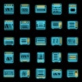 Convection oven appliance icons set vector neon Royalty Free Stock Photo