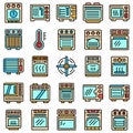 Convection oven icons set vector flat