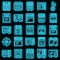 Convection oven icons set vector neon Royalty Free Stock Photo