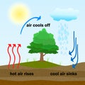 Convection process diagram. Warm air rises and cool air sinks.