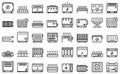 Convector icons set outline vector. Radiator bars Royalty Free Stock Photo