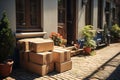 Convenient Deliveries of Parcels Near the Front Door. Generative By Ai Royalty Free Stock Photo