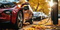 Convenient Electric Car Charging Stations To Power Up Vehicles In Parks Royalty Free Stock Photo