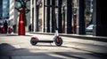 Convenient electric scooter rental in urban areas. Royalty Free Stock Photo