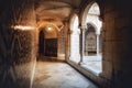 Convent of Madre de Deus in Lisbon, view of the cloister Royalty Free Stock Photo