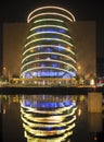 Convention Center night architecture with reflection Dublin Ireland River Liffey Docklands Spencer Dock Royalty Free Stock Photo