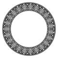 Conventional foliage, circle frame with Classical Greek pattern