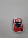 Fire alarm pull stations on the floor Royalty Free Stock Photo