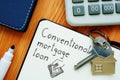 Conventional mortgage loan is shown on the business photo using the text