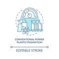 Conventional power plants stagnation concept icon