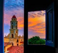 Convento de San Francisco, as seen from a rooftop through a door