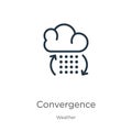 Convergence icon. Thin linear convergence outline icon isolated on white background from weather collection. Line vector sign, Royalty Free Stock Photo