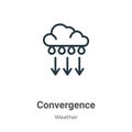 Convergence outline vector icon. Thin line black convergence icon, flat vector simple element illustration from editable weather