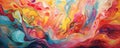 convergence of vibrant brushstrokes and abstract swirls, forming a dynamic and captivating abstract composition panorama