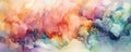 convergence of vibrant watercolor washes and abstract textures, creating an ethereal and dreamlike abstract composition panorama