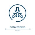 Converging icon. Linear vector illustration from us road signs collection. Outline converging icon vector. Thin line symbol for